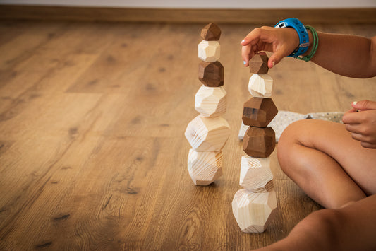 PINA wooden balancing stones detail view 2